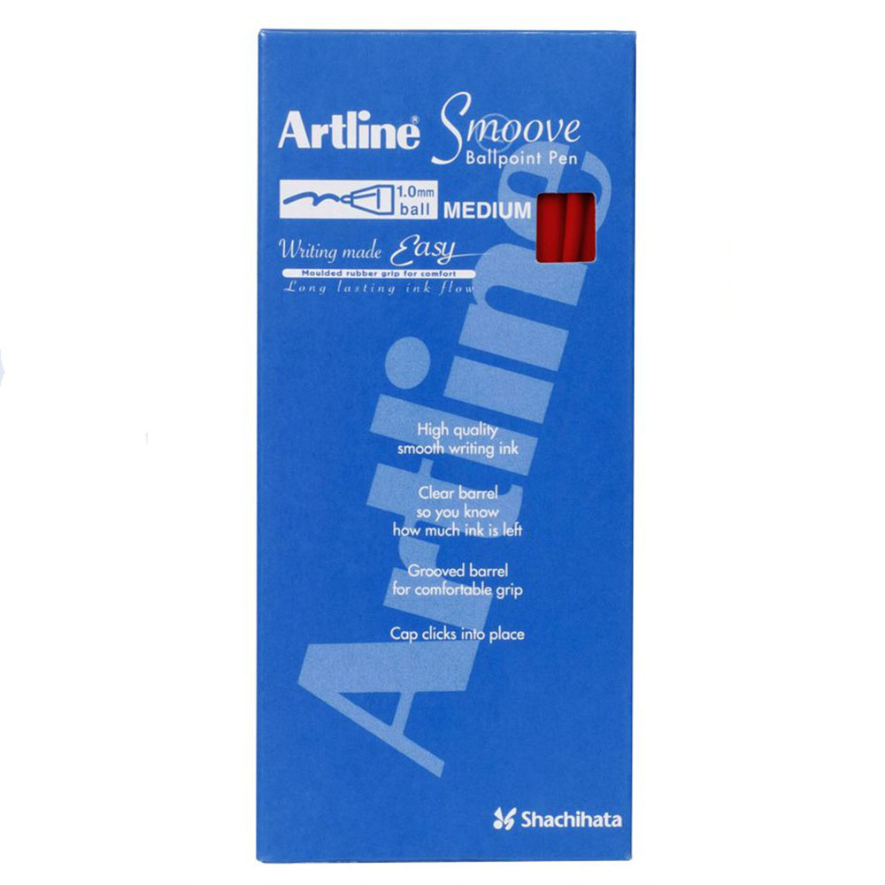 Image for ARTLINE SMOOVE BALLPOINT PEN MEDIUM 1.0MM RED BOX 12 from Memo Office and Art