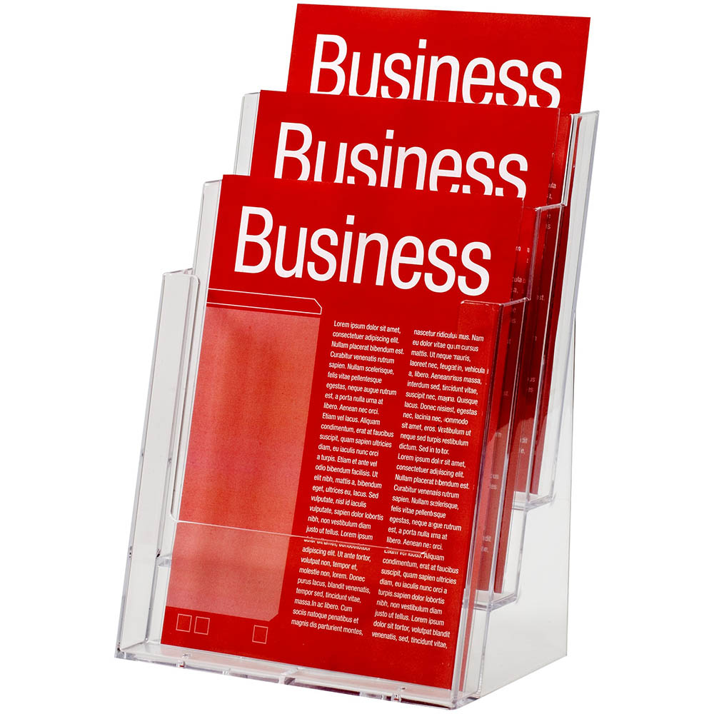Image for ESSELTE BROCHURE HOLDER FREE-STANDING 3 TIER A4 CLEAR from Prime Office Supplies