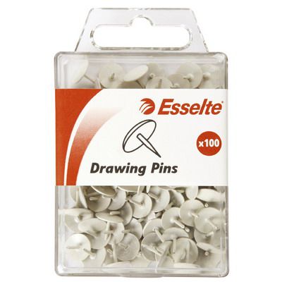 Image for ESSELTE DRAWING PINS WHITE PACK 100 from Mitronics Corporation