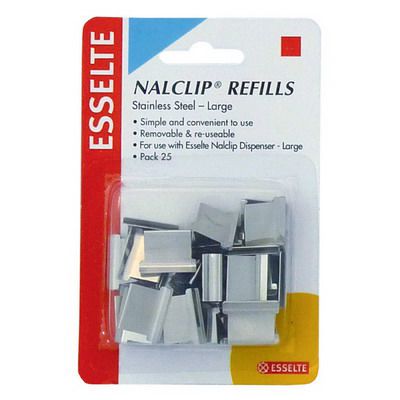 Image for ESSELTE NALCLIP REFILLS LARGE SILVER PACK 25 from Mercury Business Supplies