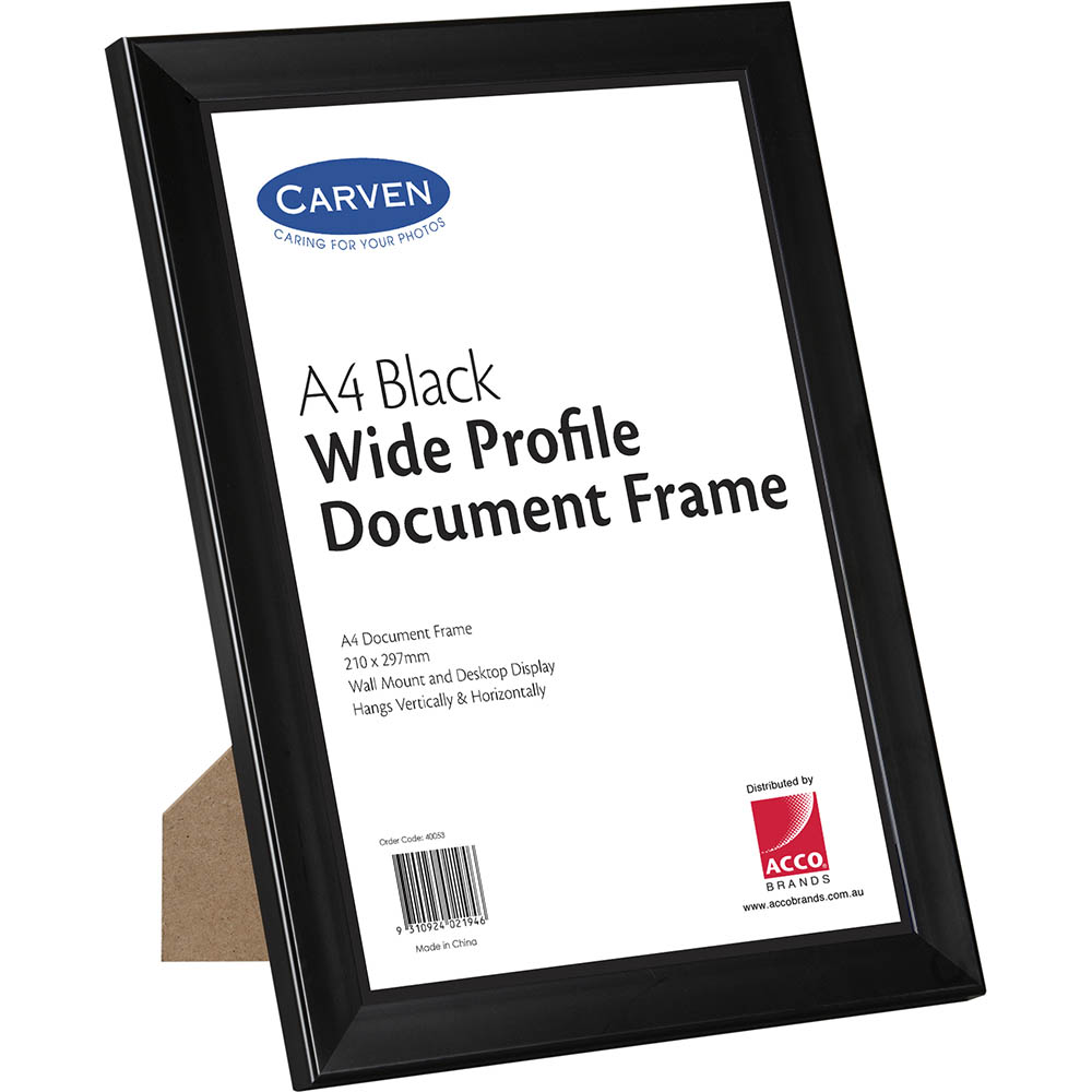 Image for CARVEN DOCUMENT FRAME WIDE PROFILE A4 BLACK from Clipboard Stationers & Art Supplies