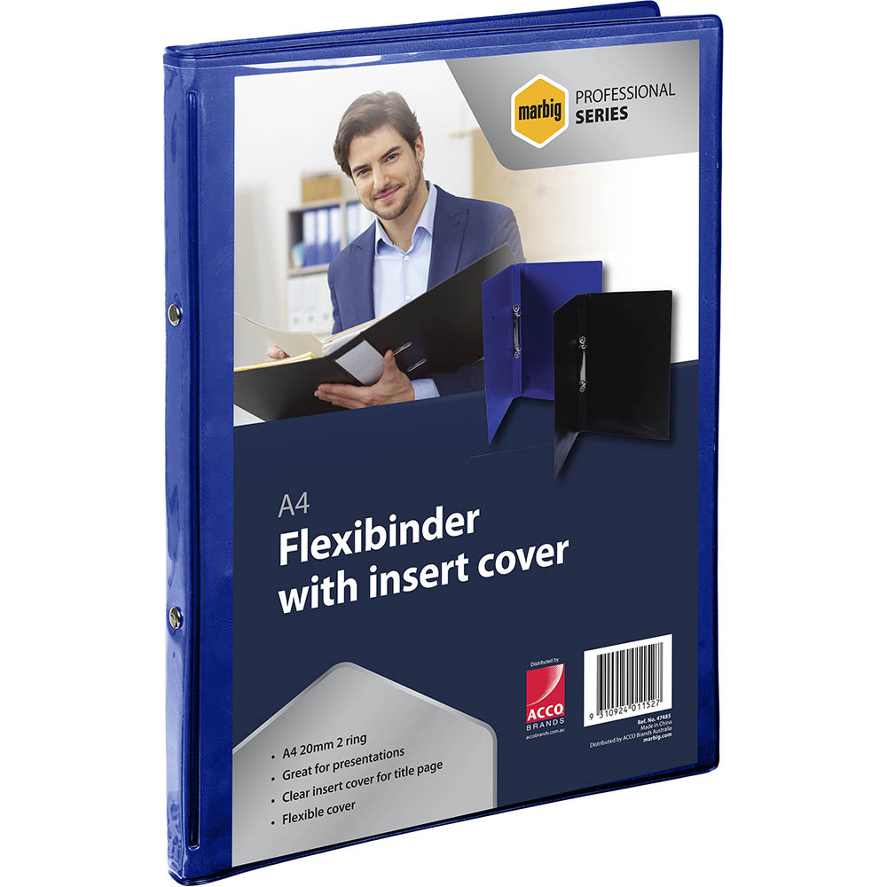 Image for MARBIG PROFESSIONAL FLEXIBINDER INSERT RING BINDER 2R 20MM A4 BLUE from BusinessWorld Computer & Stationery Warehouse