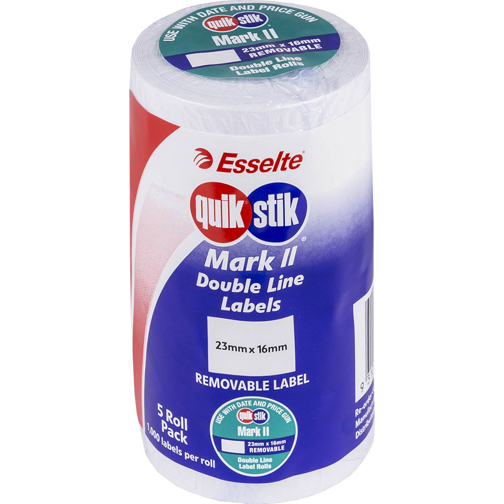 Image for QUIKSTIK MARK II PRICING GUN LABEL REMOVABLE 1000 LABELS/ROLL 23 X 16MM WHITE PACK 5 from Mercury Business Supplies