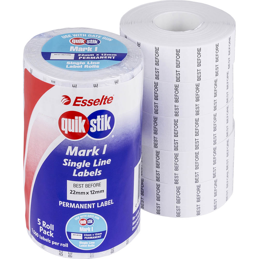Image for QUIKSTIK MARK I SINGLE LINE LABEL PERMANENT BEST BEFORE 22 X 12MM WHITE PACK 5 from Mitronics Corporation
