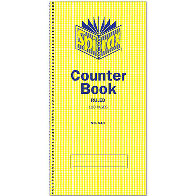 Image for SPIRAX 543 COUNTER BOOK SPIRAL BOUND SIDE OPEN FEINT RULED 120 PAGE 297 X 135MM from Memo Office and Art