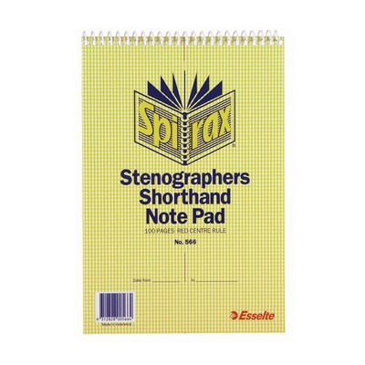 Image for SPIRAX 566 STENOGRAPHER SHORTHAND NOTE PAD SPIRAL BOUND TOP OPEN 100 PAGE 225 X 152MM from Challenge Office Supplies
