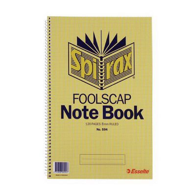 Image for SPIRAX 594 NOTEBOOK 8MM RULED SPIRAL BOUND SIDE OPEN 120 PAGE FOOLSCAP 322 X 200MM from Mitronics Corporation