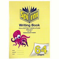 spirax 162 writing book 18mm dotted thirds pro 70gsm 64 page 330 x 240mm octopus