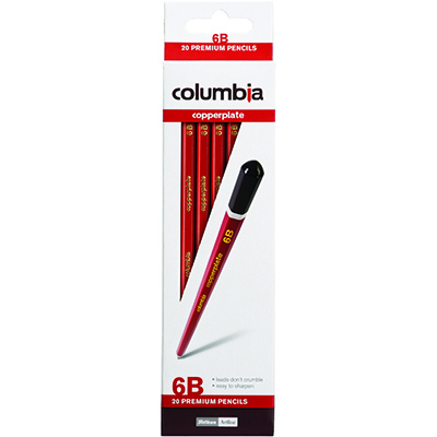 Image for COLUMBIA COPPERPLATE HEXAGONAL PENCIL 6B BOX 20 from Mitronics Corporation