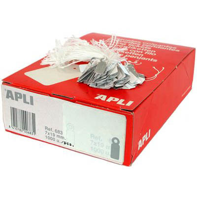 Image for APLI STRUNG TICKETS 18 X 29MM WHITE BOX 1000 from Prime Office Supplies