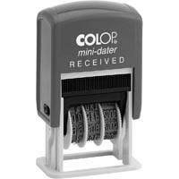colop s160/l1b mini-dater printer self-inking stamp received 4mm blue/red