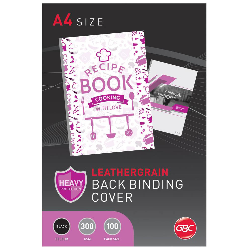 GBC IBICO BINDING COVER LEATHERGRAIN 300GSM A4 BLACK PACK 100 |  | 7011387