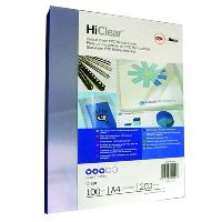 gbc ibico binding cover 200 micron a4 clear pack 100