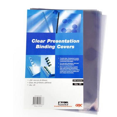 Image for GBC IBICO BINDING COVER 250 MICRON A4 CLEAR PACK 25 from Office Heaven