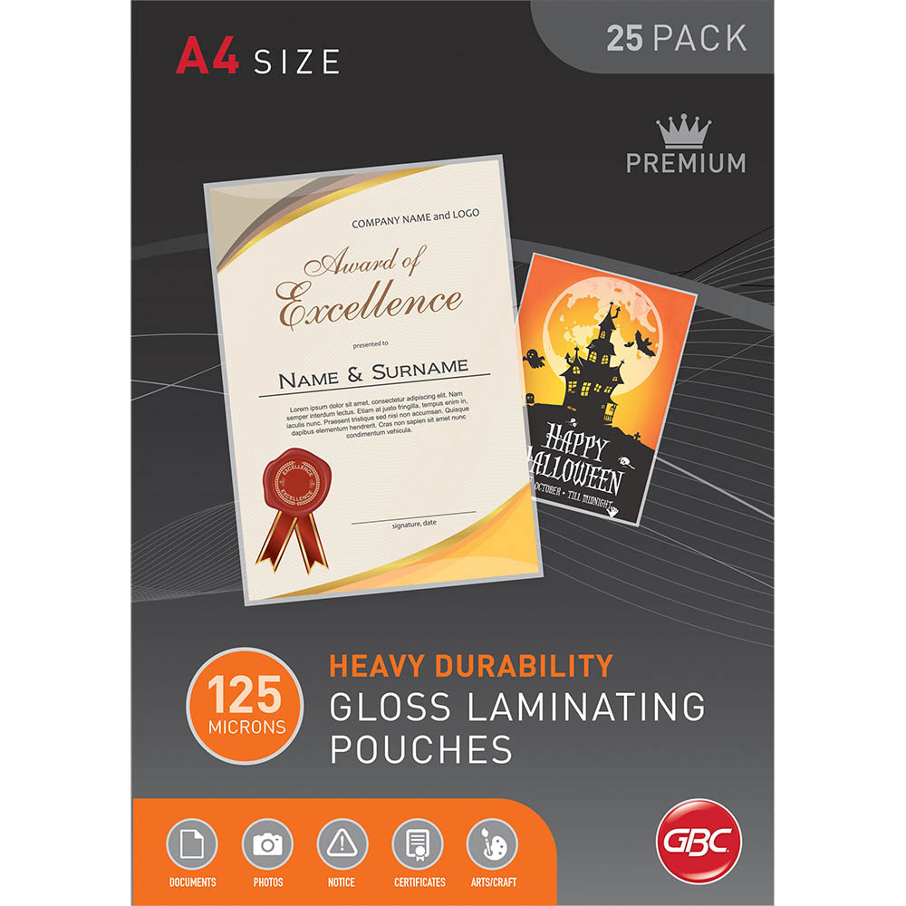 Image for GBC LAMINATING POUCH 125 MICRON A4 CLEAR PACK 25 from Challenge Office Supplies