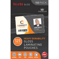 gbc laminating pouch 125 micron 54 x 86mm clear pack 100