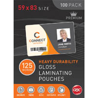 gbc laminating pouch 125 micron 59 x 83mm clear pack 100