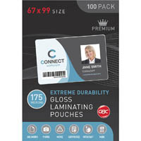 gbc laminating pouch 175 micron 67 x 99mm clear pack 100