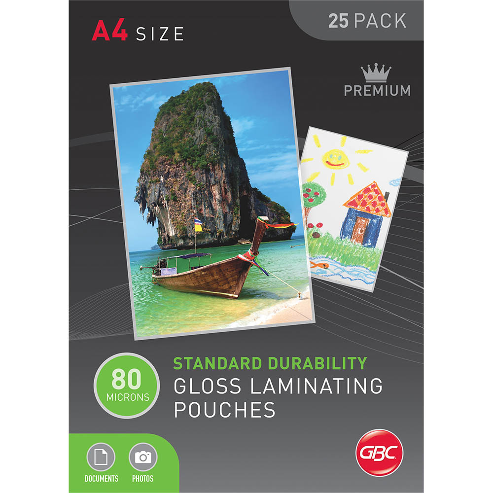 Image for GBC LAMINATING POUCH 80 MICRON A4 CLEAR PACK 25 from That Office Place PICTON