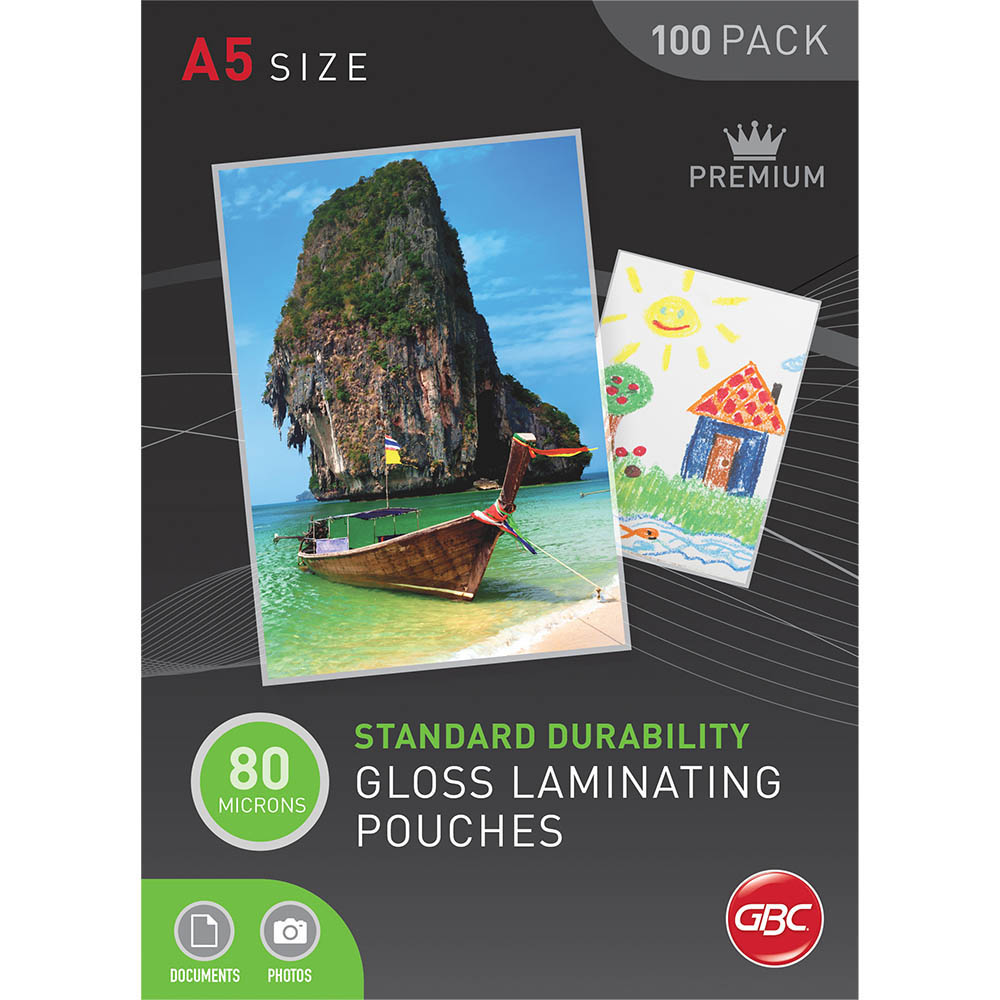 Image for GBC LAMINATING POUCH 80 MICRON A5 CLEAR PACK 100 from BusinessWorld Computer & Stationery Warehouse