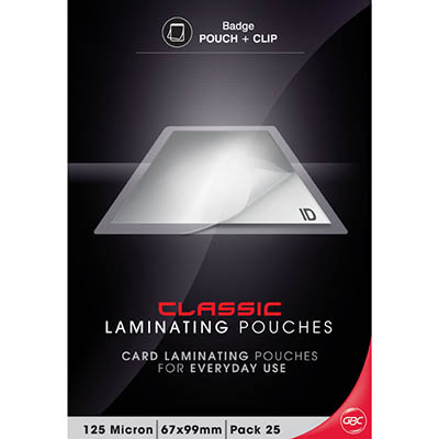 Image for GBC LAMINATING POUCH BADGE AND CLIP 125 MICRON 67 X 99MM PACK 25 from Challenge Office Supplies