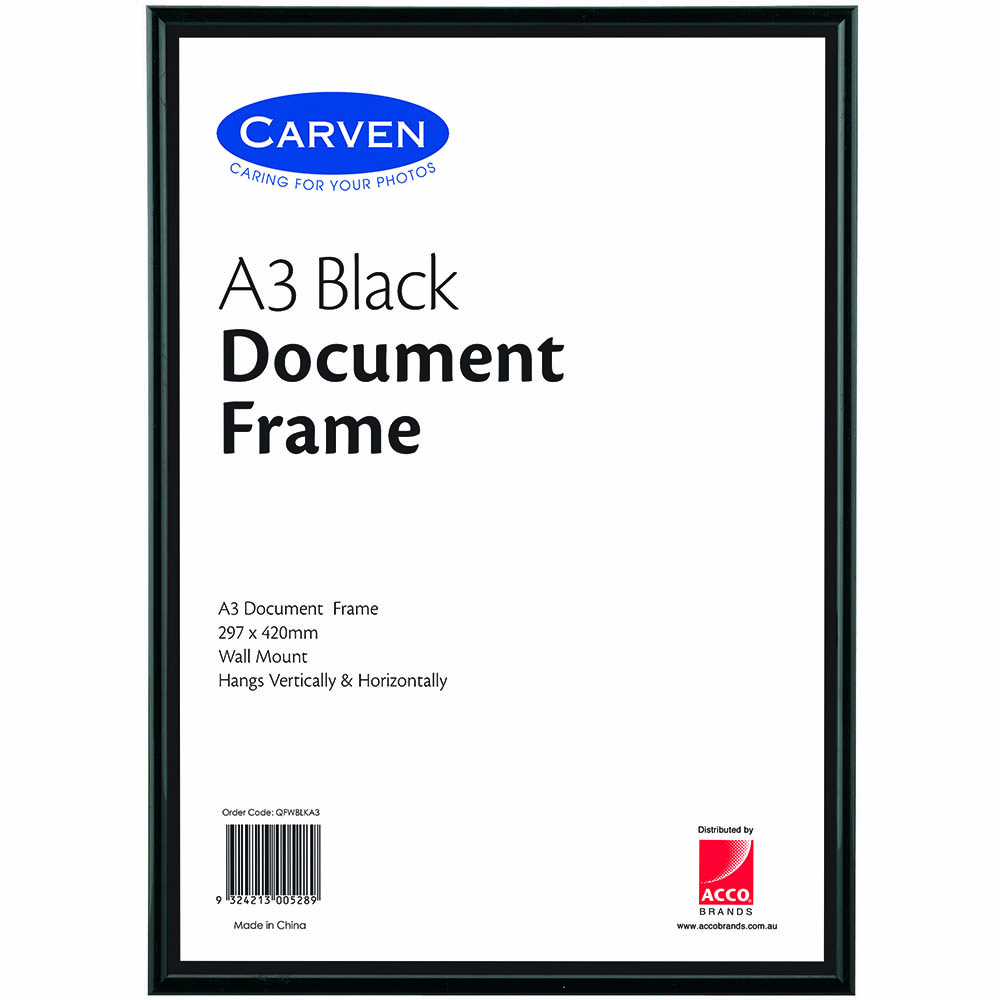 Image for CARVEN DOCUMENT FRAME A3 BLACK from Clipboard Stationers & Art Supplies