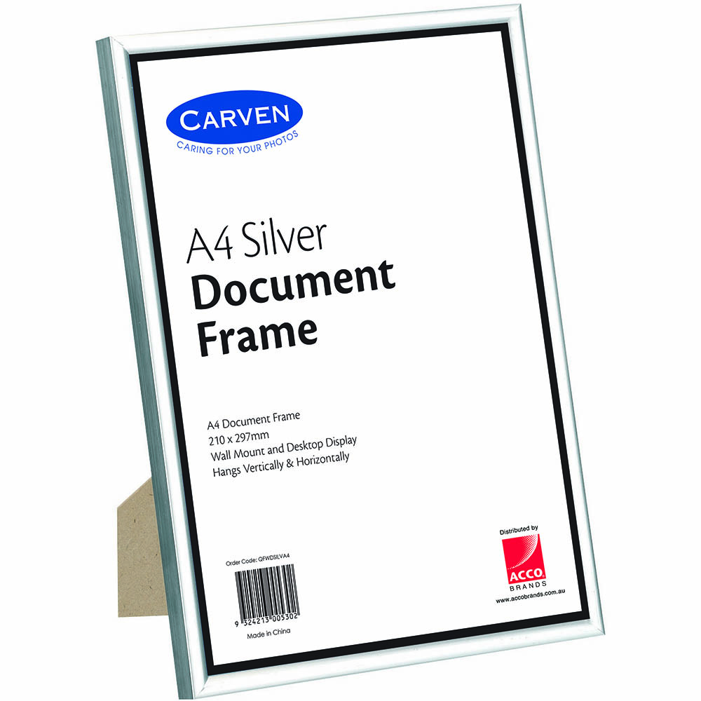 Image for CARVEN DOCUMENT FRAME A4 SILVER from BusinessWorld Computer & Stationery Warehouse