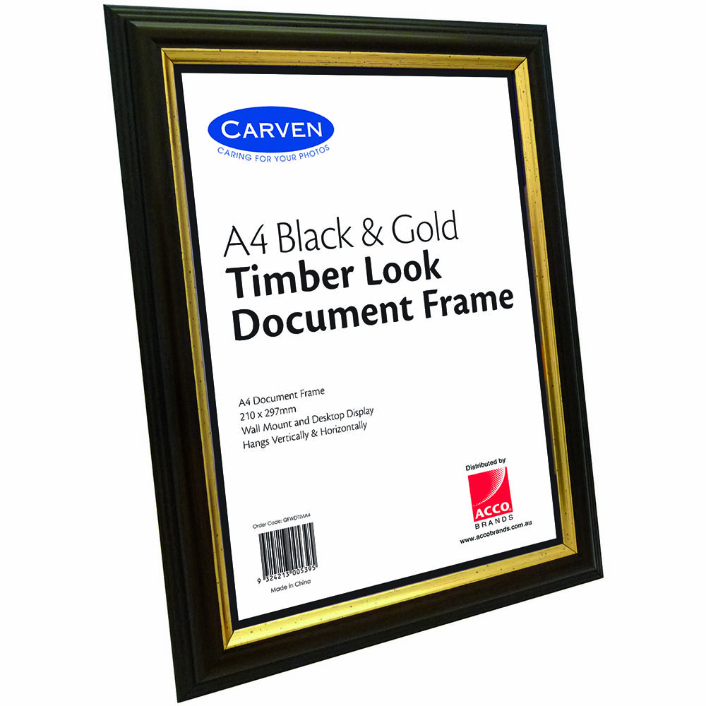 Image for CARVEN DOCUMENT FRAME A4 TIMBER LOOK/GOLD from Clipboard Stationers & Art Supplies