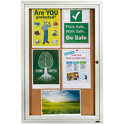 Image for QUARTET ENCLOSED CORKBOARD 1 DOOR ALUMINIUM FRAME 900 X 600MM BROWN from Buzz Solutions