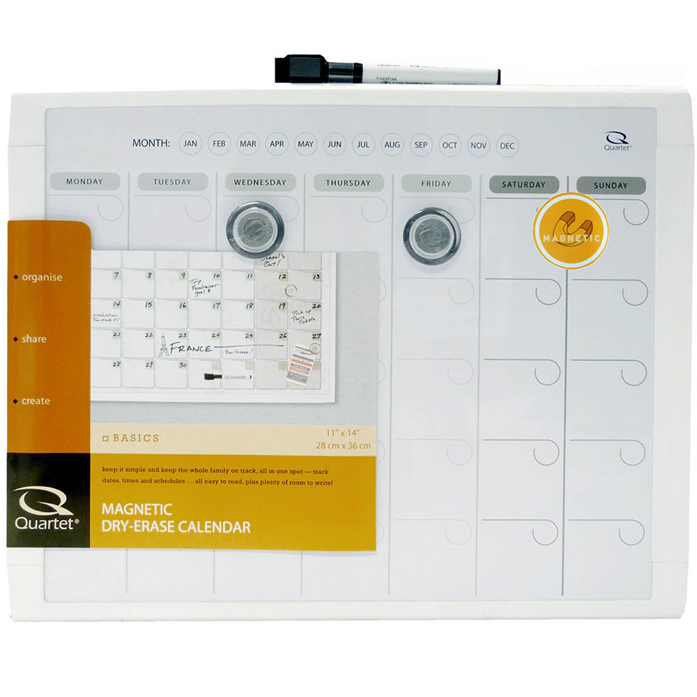 Image for QUARTET BASICS CALENDAR BOARD 280 X 360MM WHITE FRAME from Clipboard Stationers & Art Supplies
