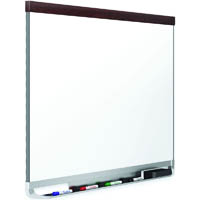 quartet prestige-2 whiteboard magnetic 895 x 635mm mahogany frame