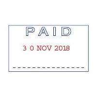 trodat 4750 printy self-inking date stamp paid 4 band 41 x 24mm red/blue