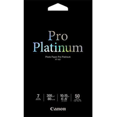 Image for CANON PT-101 PRO PLATINUM PHOTO PAPER 300GSM 6 X 4 INCH WHITE PACK 50 from Prime Office Supplies
