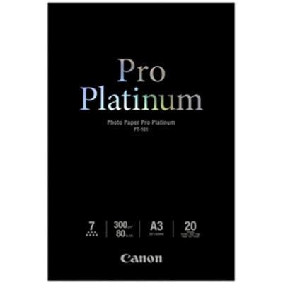 Image for CANON PT-101 PRO PLATINUM PHOTO PAPER GLOSSY 300GSM A3 WHITE PACK 20 from ONET B2C Store