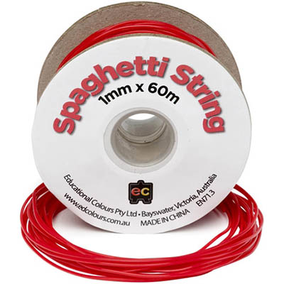Image for EDUCATIONAL COLOURS SPAGHETTI STRING PVC TUBE 1MM X 60M RED from Memo Office and Art