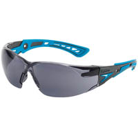 bolle safety rush plus small safety glasses blue and black arms smoke lens