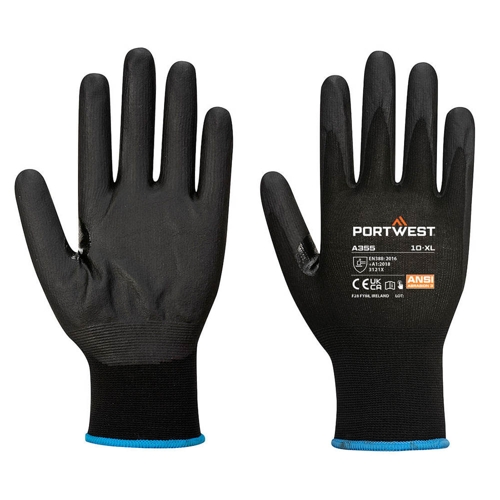 Image for PORTWEST NPR15 NITRILE FOAM TOUCHSCREEN GLOVE MEDIUM BLACK PACK 12 from Prime Office Supplies