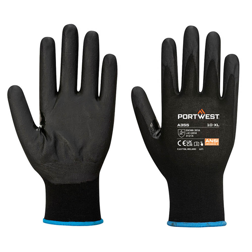 Image for PORTWEST NPR15 NITRILE FOAM TOUCHSCREEN GLOVE XS BLACK PACK 12 from Office Heaven
