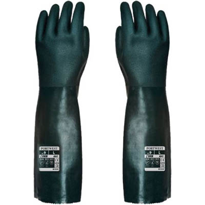 Image for PORTWEST A845 DOUBLE DIPPED PVC LONG GAUNTLET GREEN XL from That Office Place PICTON