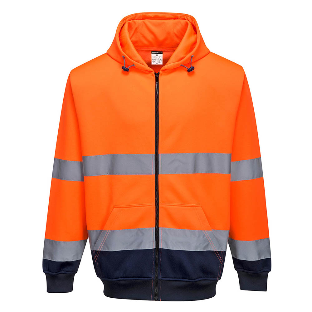 PORTWEST HIGH VISIBILITY ZIPPED HOODY TWO-TONE XXL ORANGE NAVY |  | 7116371