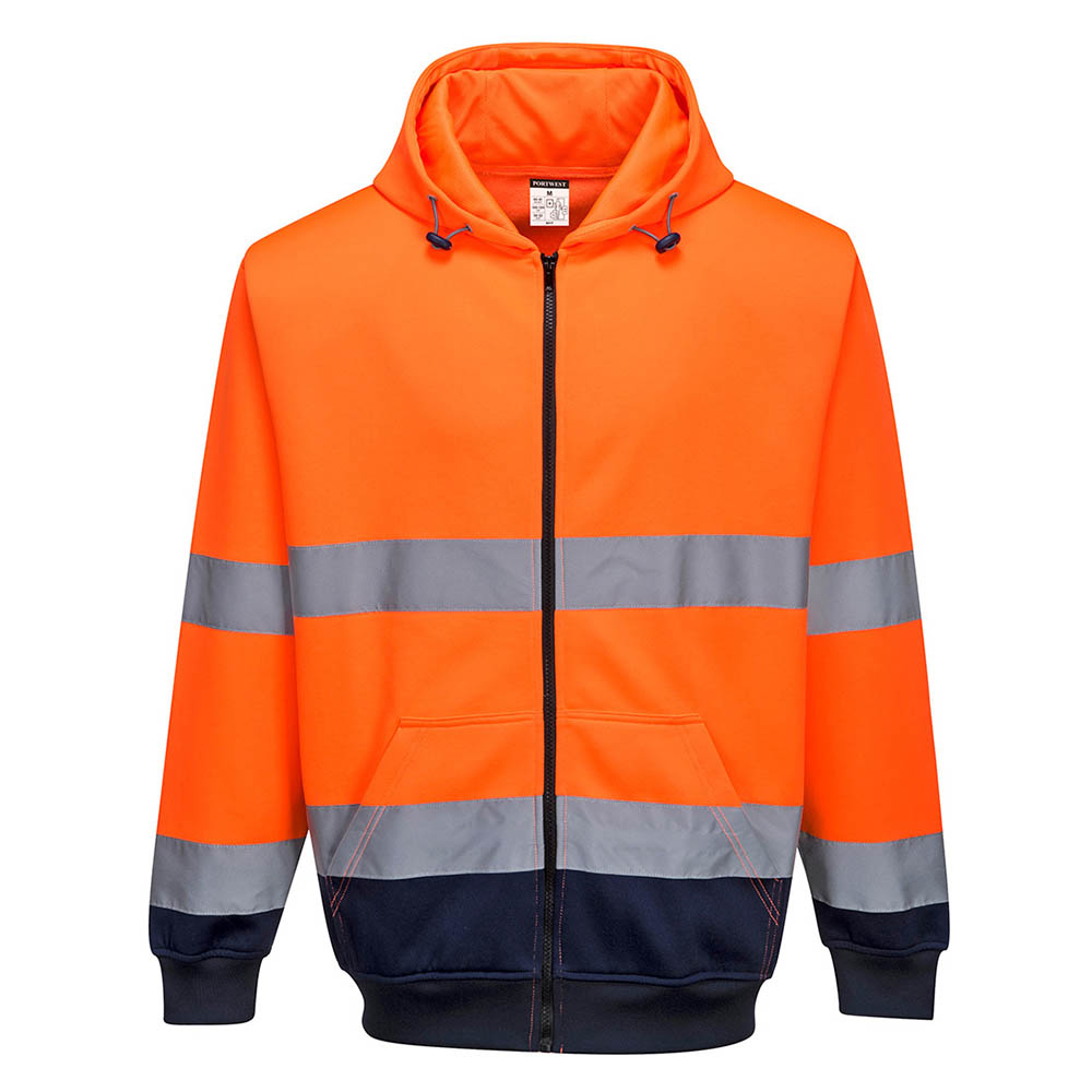 Image for PORTWEST HIGH VISIBILITY ZIPPED HOODY TWO-TONE XXL ORANGE NAVY from Office Heaven