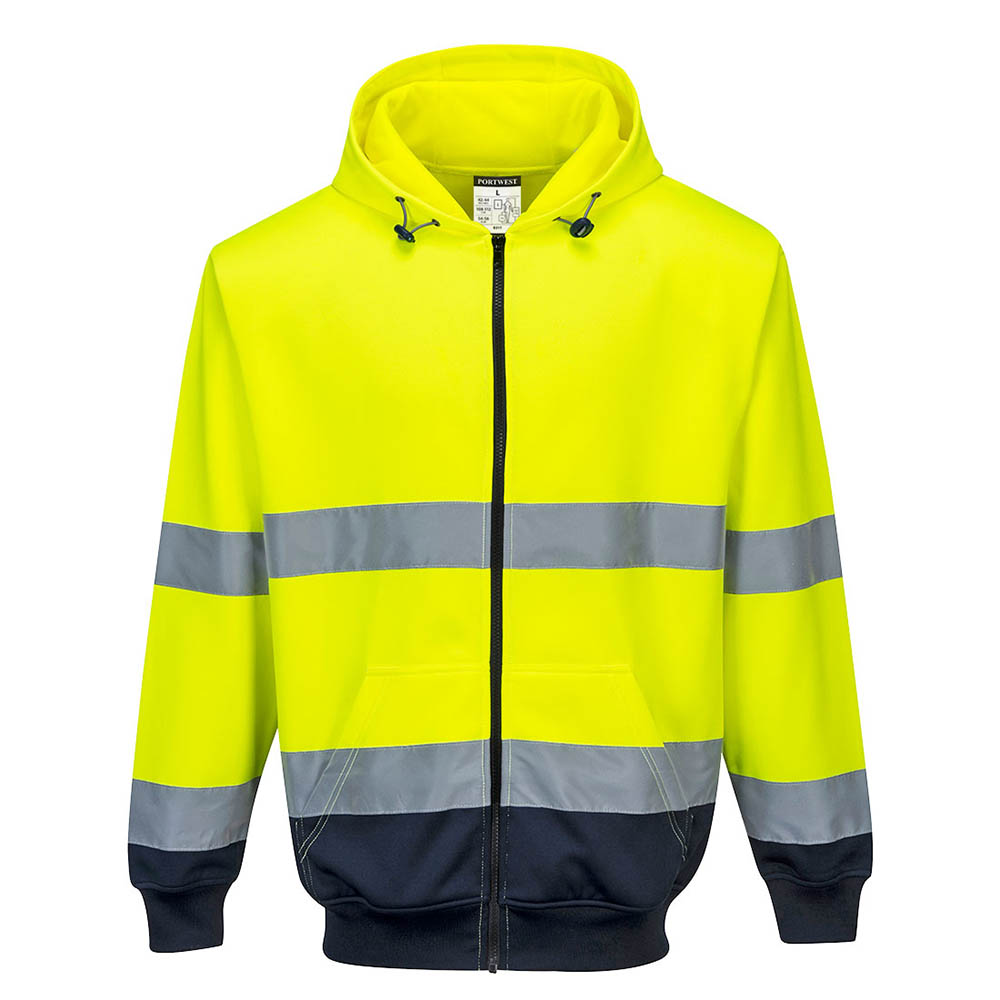 PORTWEST HIGH VISIBILITY ZIPPED HOODY TWO-TONE MEDIUM YELLOW NAVY |  | 7116374i