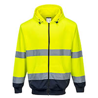 portwest high visibility zipped hoody two-tone small yellow navy