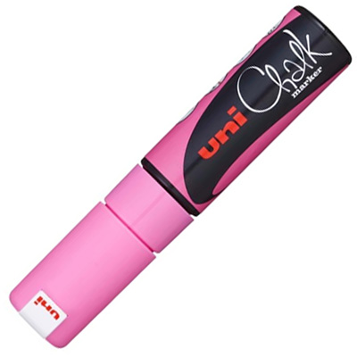 Image for UNI-BALL CHALK MARKER CHISEL TIP 8MM FLUORO PINK from BusinessWorld Computer & Stationery Warehouse
