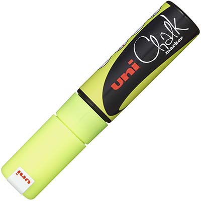 Image for UNI-BALL CHALK MARKER CHISEL TIP 8MM FLUORO YELLOW from York Stationers