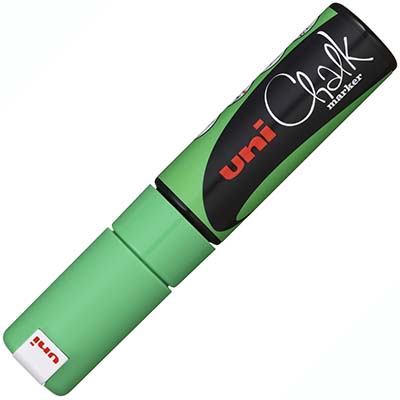 Image for UNI-BALL CHALK MARKER CHISEL TIP 8MM FLUORO GREEN from That Office Place PICTON