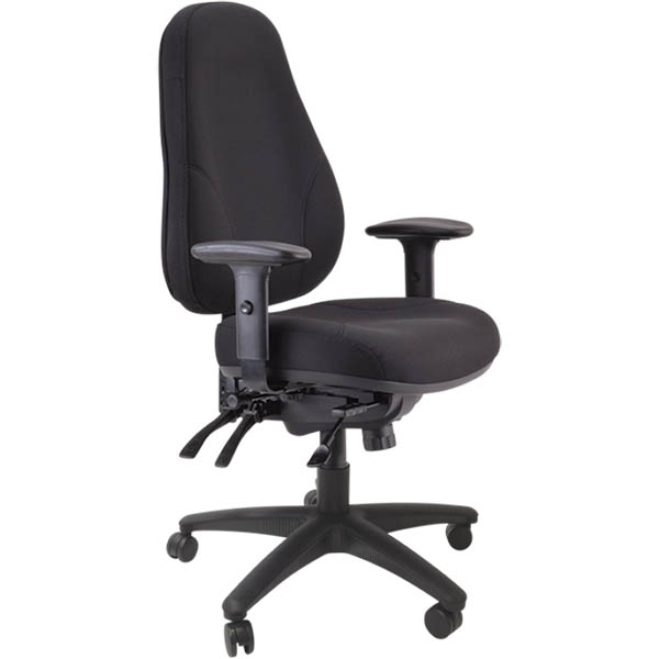 Image for BURO PERSONA 24/7 TASK CHAIR HIGH BACK 4-LEVER ARMS JETT FABRIC BLACK from Mitronics Corporation