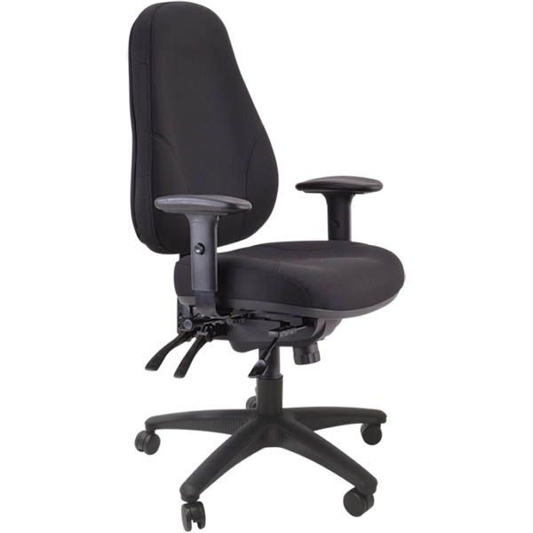 Image for BURO PERSONA 24/7 TASK CHAIR HIGH BACK 4-LEVER ARMS JETT FABRIC BLACK from Challenge Office Supplies