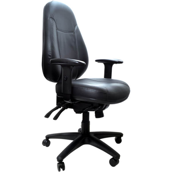 Image for BURO PERSONA 24/7 TASK CHAIR HIGH BACK 4-LEVER ARMS LEATHER BLACK from BusinessWorld Computer & Stationery Warehouse