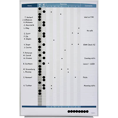 Image for QUARTET PERSONNEL MATRIX BOARD IN/OUT 865 X 580MM WHITE from Buzz Solutions
